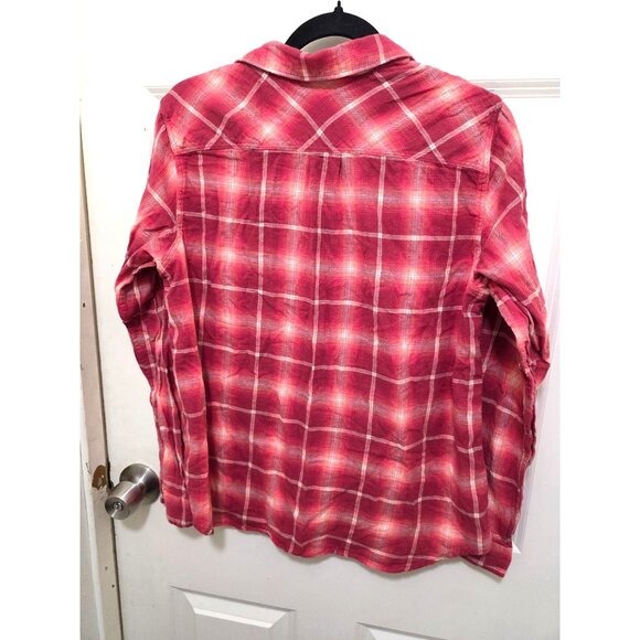Eddie Bauer Women's Red Plaid Button-Up Long-Sleeve Shirt With Pocket Size L - Picture 3 of 8